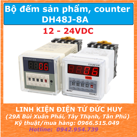 DH48J-8A bộ đếm sản phẩm counter 4 số, có chân reset 12VDC 24VDC
