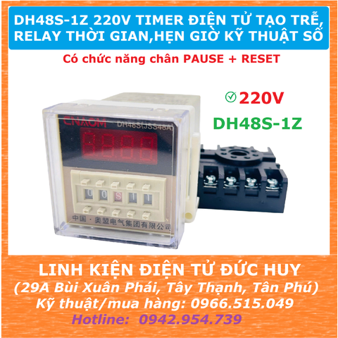 DH48S-1Z 12V 24V 220V timer diện tử có chức năng RESET, PAUSE