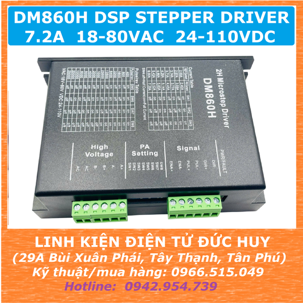 DM860H DSP stepper driver điều khiển động cơ bước 7.2A 24-110VDC, 18-80VAC