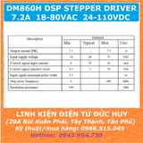 DM860H DSP stepper driver điều khiển động cơ bước 7.2A 24-110VDC, 18-80VAC