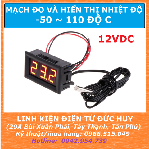 MẠCH ĐO VÀ HIỂN THỊ NHIỆT ĐỘ, ĐIỆN ÁP 5V-12VDC MÀU ĐỎ