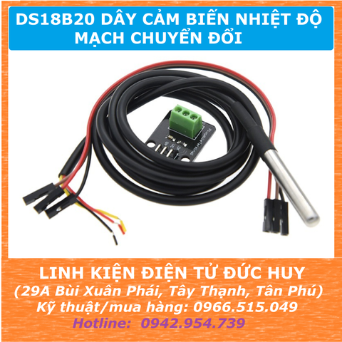 Dây cảm biến nhiệt độ DS18B20, bọc kim loại đầu do, dây dài 1m