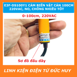 E3F-DS100Y1 CẢM BIẾN VẬT CẢN 100CM, 220VAC, NO, CHỐNG NHIỄU TỐT