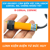 E3F-DS100Y1 CẢM BIẾN VẬT CẢN 100CM, 220VAC, NO, CHỐNG NHIỄU TỐT