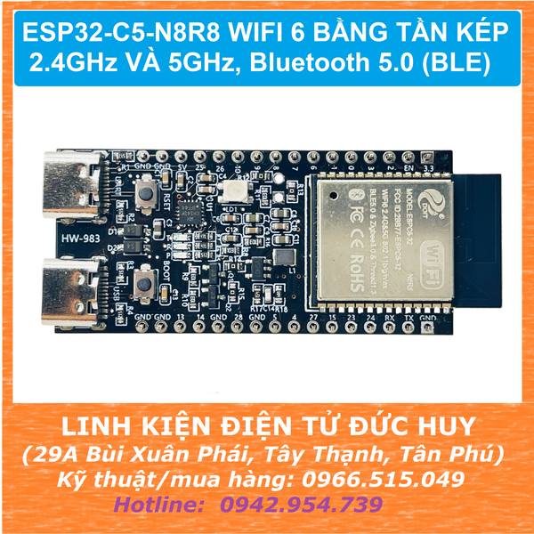 ESP32 C5 N8R8 WIFI 6 băng tần kép 2.4G 5G BLE 5.0