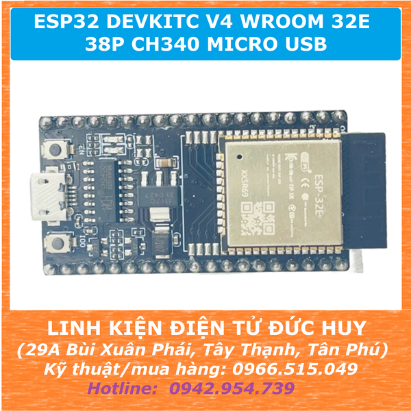 ESP32 DEVKITC V4 WROOM 32E 38P CH340 MICRO USB