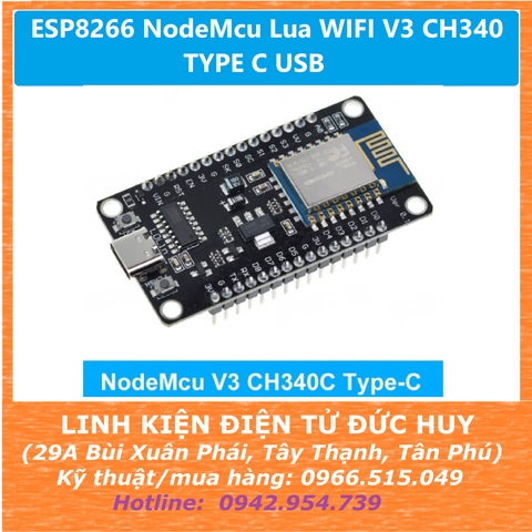 ESP8266 NodeMcu Lua WIFI V3 CH340 TYPE C USB