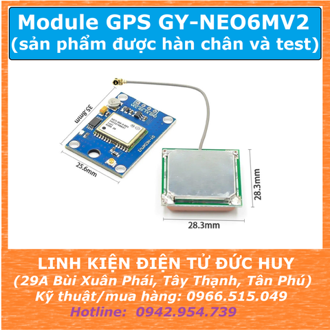 MODULE ĐỊNH VỊ GPS GY-NEO 6MV2.0 ( BOARD XANH), bao gồm ăngten, đã hàn chân
