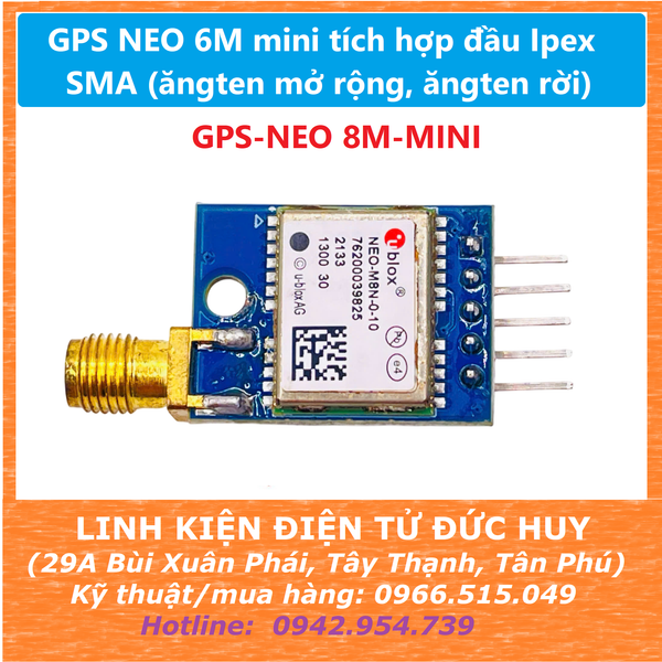 GPS NEO 8M M8N mini tích hợp đầu Ipex SMA (ăngten mở rộng, ăngten rời)