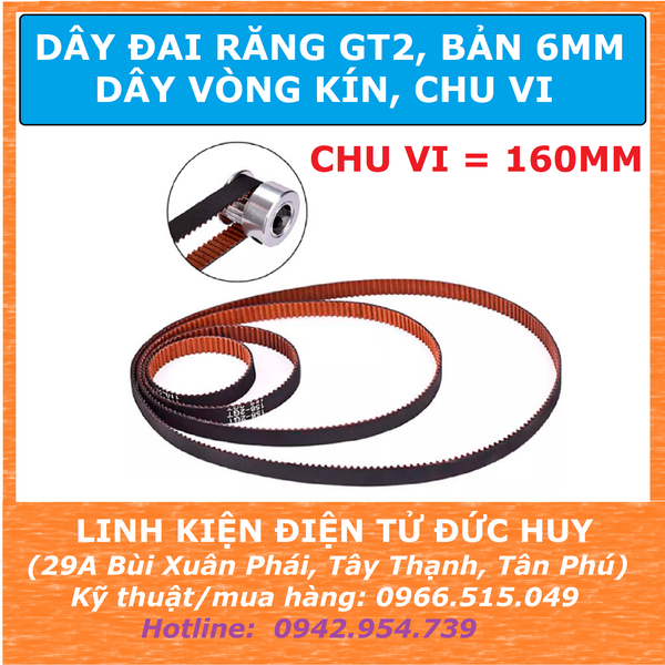 DÂY ĐAI RĂNG GT2, CHU VI 160MM, BẢN RỘNG 6MM