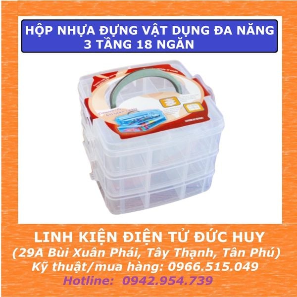 HỘP NHỰA LINH KIỆN ĐIỆN TỬ 3 TẦNG 18 NGĂN