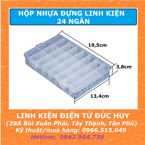 HỘP NHỰA LINH KIỆN ĐIỆN TỬ 24 NGĂN