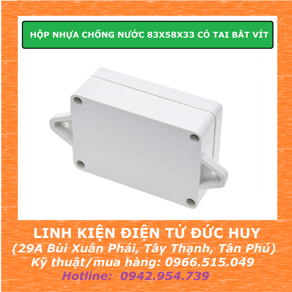HỘP NHỰA CHỐNG NƯỚC 83X58X33 CÓ TAI BẮT VÍT