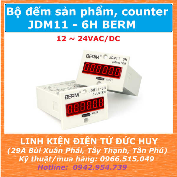 JDM11-6H (6 số) bộ đếm sản phẩm counter điện áp 12-24VAC/DC