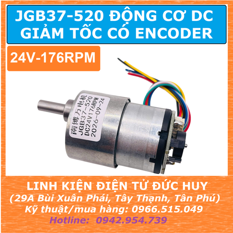 JGB37 520 24V ĐỘNG CƠ DC GIẢM TỐC ENCODER 24V 176RPM