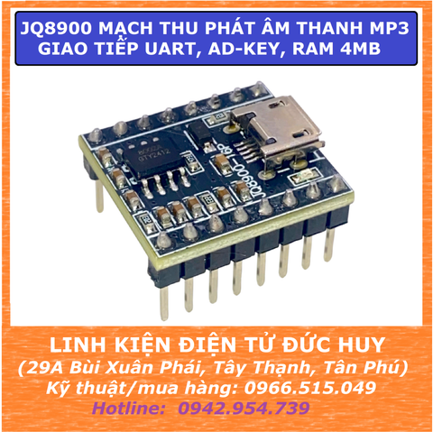 JQ8900 mạch kích phát âm thanh Mp3, giọng nói, cảnh báo, AI robot