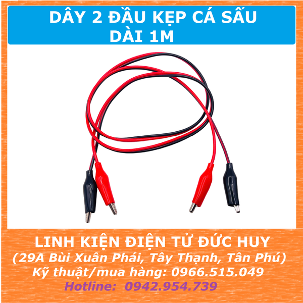 Dây kẹp cá sấu 2 đầu, dài 1m
