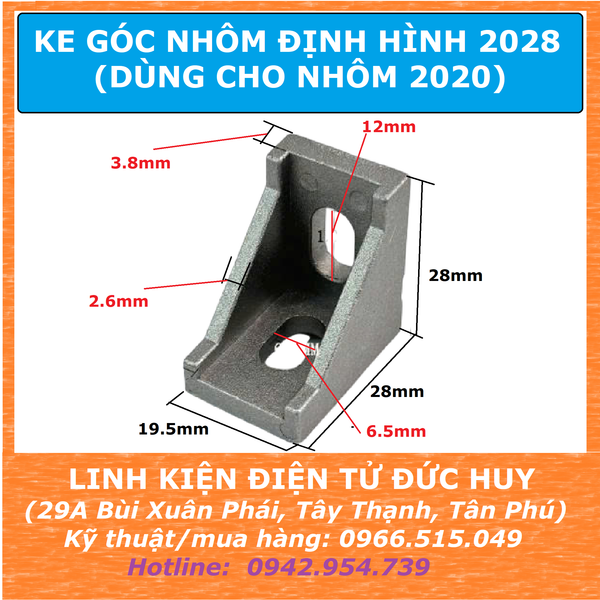 Ke góc 2028 nhôm định hình (loại lớn cho nhôm 2020)