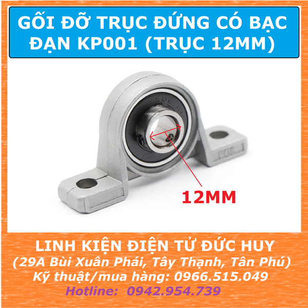 Gối đỡ trục có bạc đạn (vòng bi) KP001 trục 12mm