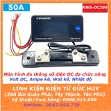 KWS DC200 50A Màn hình đo thông số điện đa chức năng Volt DC,Ampe,Wat,Nhiệt độ