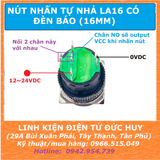 Nút nhấn 16MM LA16 tự nhả, có đèn báo 12-24VDC ,5 chân