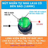 Nút nhấn 16MM LA16 tự nhả, có đèn báo 12-24VDC ,5 chân