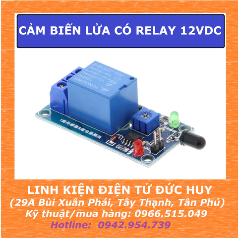 Cảm biến phát hiện ngọn lửa, tia hồng ngoại 12VDC có relay