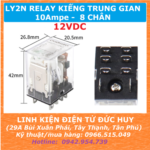 LY2N 12VDC RELAY KIẾNG TRUNG GIAN 10Ampe 8 CHÂN