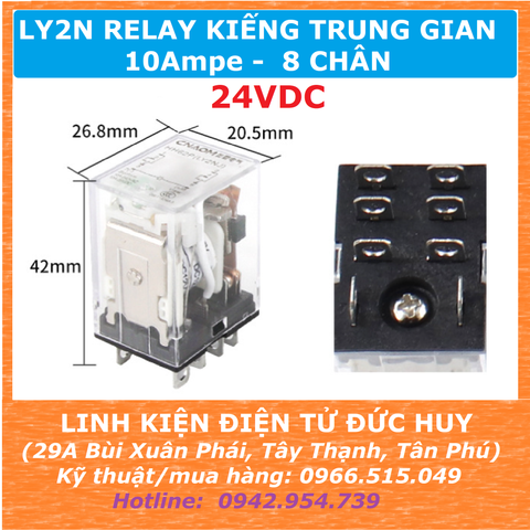LY2N RELAY KIẾNG TRUNG GIAN 10Ampe 8 CHÂN 24VDC