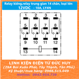 Relay kiếng, relay trung gian 14 chân, 220v 10A, LY4N