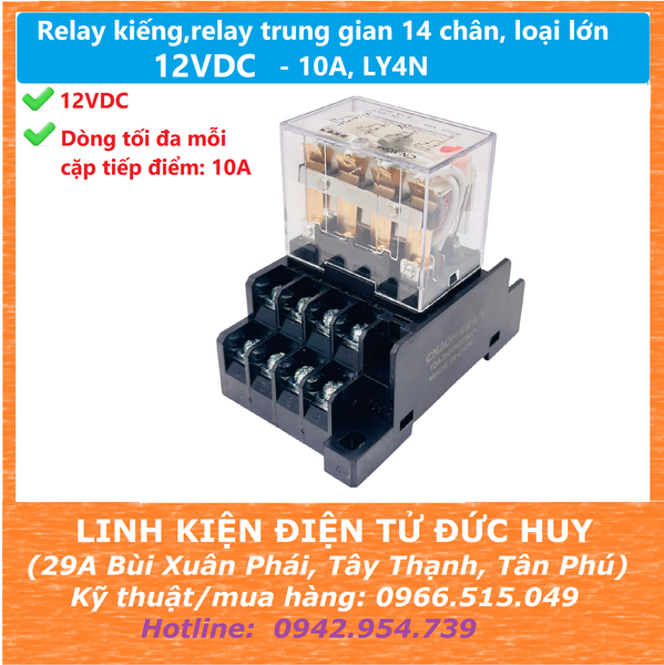 Relay kiếng relay trung gian 14 chân 12V 10A LY4N