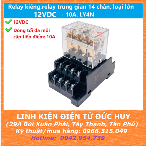 Relay kiếng relay trung gian 14 chân 12V 10A LY4N