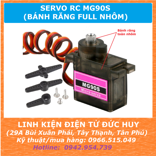 Servo MG90S (Bánh răng full nhôm), 180 ĐỘ, 360 ĐỘ