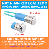 Nút nhấn kim loại 12mm, không đèn, chống nước (tự nhả, tự giữ)