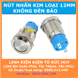 Nút nhấn kim loại 12mm, không đèn, chống nước (tự nhả, tự giữ)