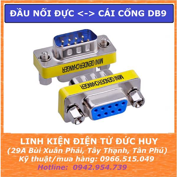 ĐẦU NỐI CỔNG COM DB9 ĐỰC SANG CÁI