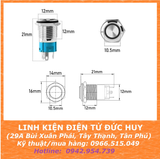 Nút nhấn kim loại 12mm, không đèn, chống nước (tự nhả, tự giữ)