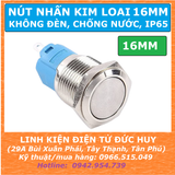 Nút nhấn kim loại 16mm, không đèn, chống nước (tự nhả, tự giữ)