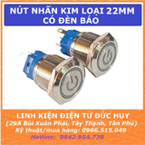 Nút nhấn kim loại 22mm có đèn, chống nước IP65 (tự nhả, tự giữ)