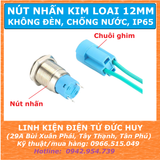 Nút nhấn kim loại 12mm, không đèn, chống nước (tự nhả, tự giữ)