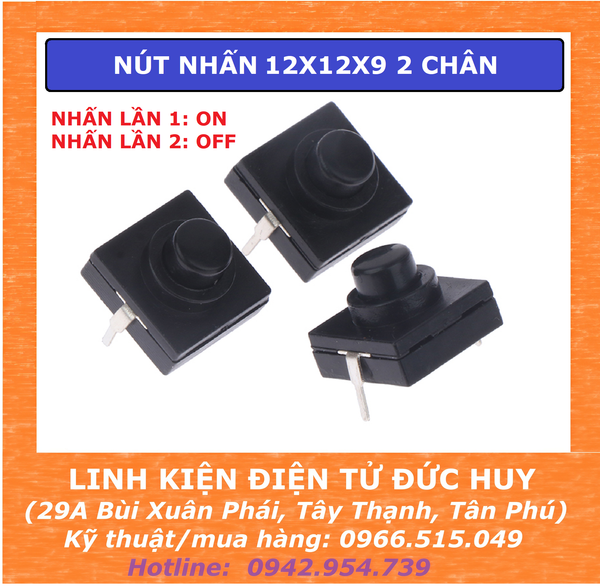 KAN 28 112D NÚT NHẤN GIỮ ĐÈN PIN 12x12x6 2 CHÂN