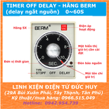 Timer OFF Delay ST3PF (tắt trễ) chính hãng BERM 24VAC/DC (delay khi ngắt nguồn)