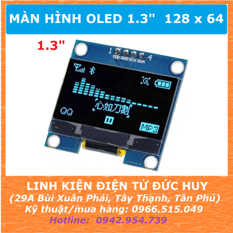 MÀN HÌNH OLED 1.3'' GIAO TIẾP I2C 128 X 64 SH1106