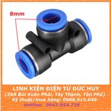 PE8 ĐẦU NỐI,ĐẦU CHIA ỐNG KHÍ NÉN CHỮ T 8mm - 8mm