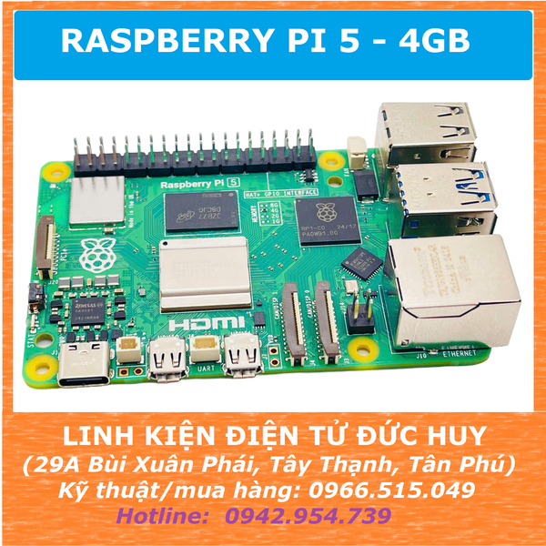 MÁY TÍNH NHÚNG RASPBERRY PI 5 4GBRAM (CHÍNH HÃNG U.K)