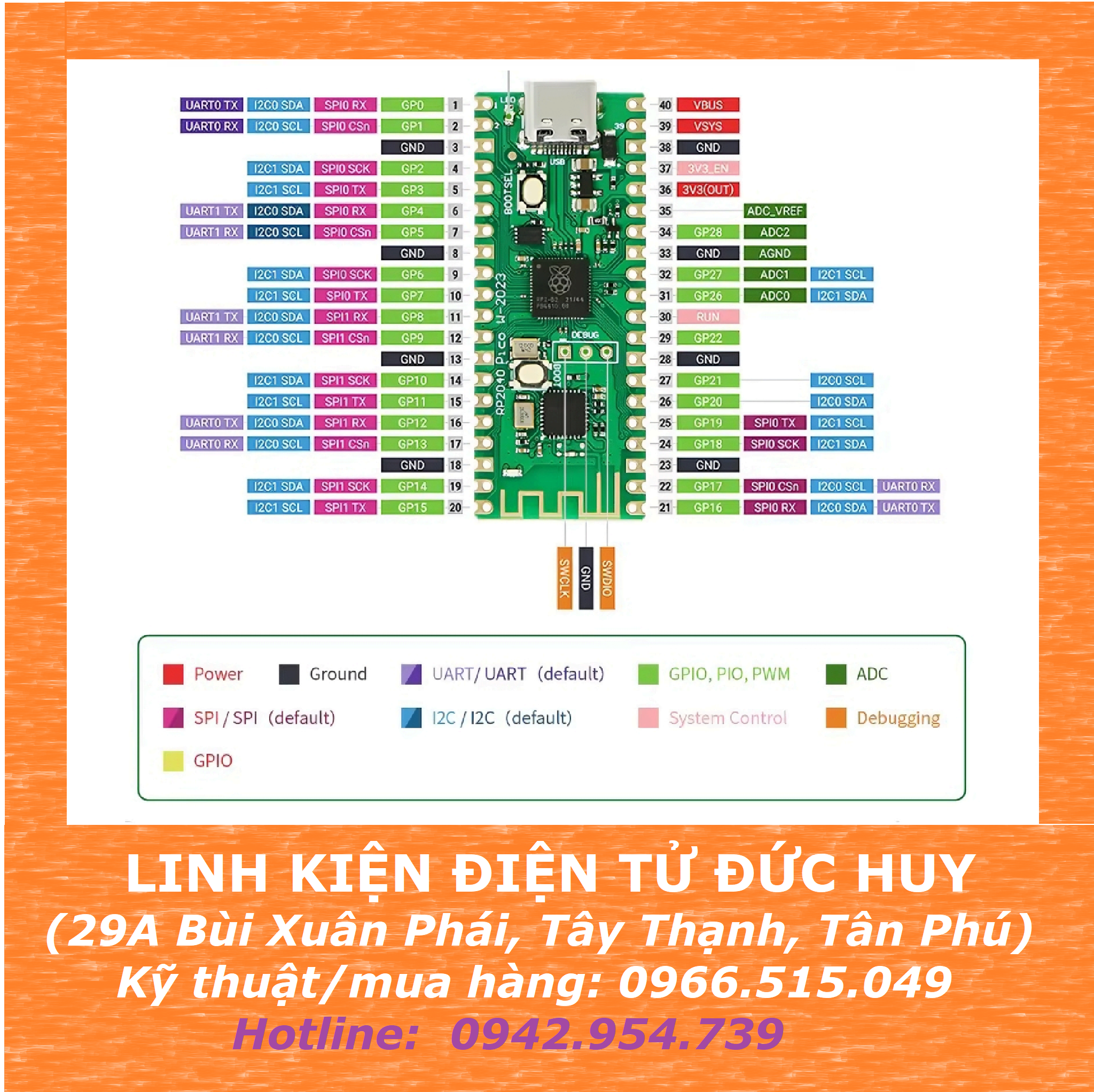 Mạch Raspberry Pi MẠCH RASPBERRY PI PICO W RP2040 WIFI ESP8285 – LINH KIỆN ĐIỆN TỬ ĐỨC ...