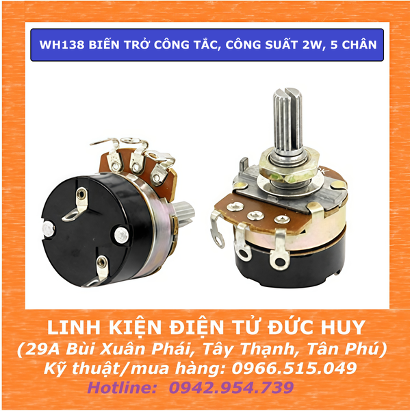 WH138 BIẾN TRỞ CÔNG TẮC, CÔNG SUẤT 2W, 5 CHÂN