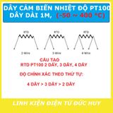 PT100 DÂY CẢM BIẾN ĐO NHIỆT ĐỘ DÀI 2M, 0~400 °C, REN M6