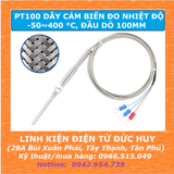 PT100 DÂY CẢM BIẾN ĐO NHIỆT ĐỘ DÀI 1 mét, -50~400 °C, REN M6, ĐẦU DÒ 100MM