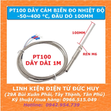 PT100 DÂY CẢM BIẾN ĐO NHIỆT ĐỘ DÀI 1 mét, -50~400 °C, REN M6, ĐẦU DÒ 100MM